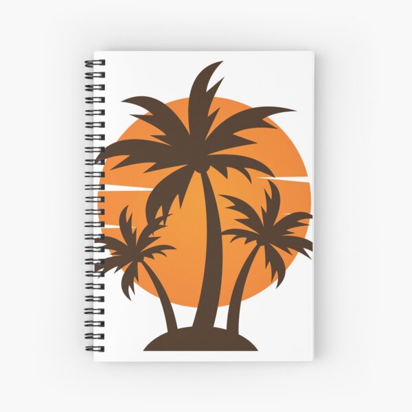 Simple design 3 palm trees and sun Spiral Notebook for Sale by