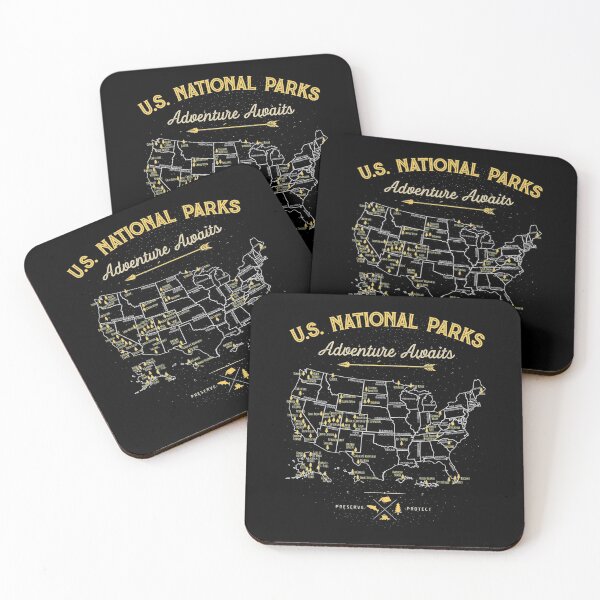 Item preview, US National Parks Map Camping And Hiking designed and sold by Leonard411.