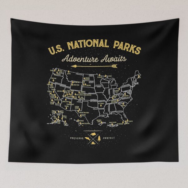 Item preview, US National Parks Map Camping And Hiking designed and sold by Leonard411.
