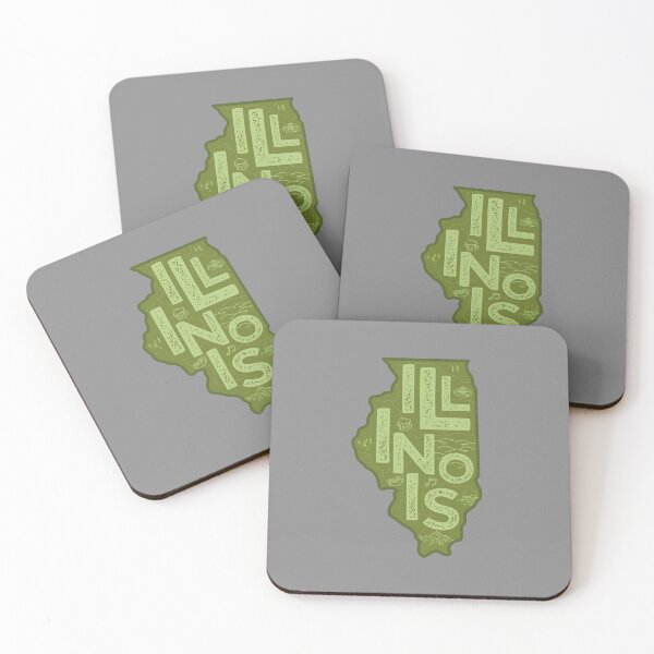 Item preview, Illinois Map Typography Green designed and sold by HelloGentry.