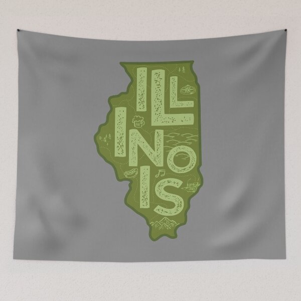 Item preview, Illinois Map Typography Green designed and sold by HelloGentry.