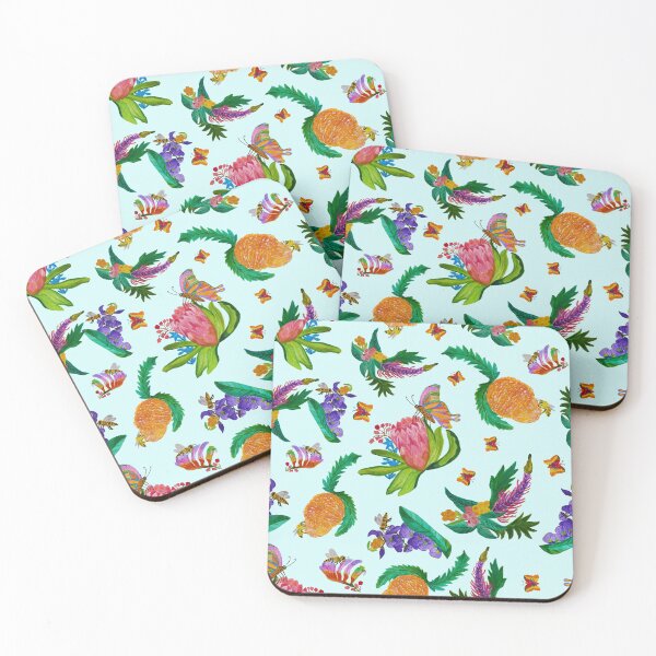 Item preview, Australian native flowers pattern - light blue background designed and sold by Geebizart.
