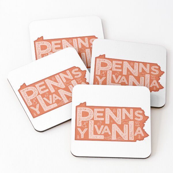 Item preview, Pennsylvania Map Typography Red designed and sold by HelloGentry.