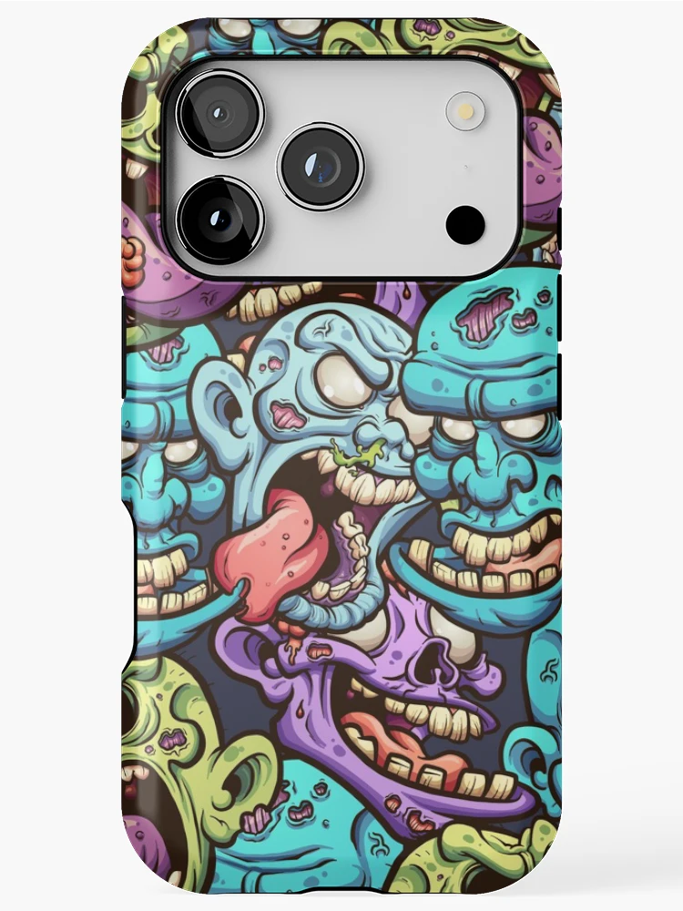Thumbnail 1 of 4, iPhone Case, Zombie Heads Pattern designed and sold by PatternSquare.