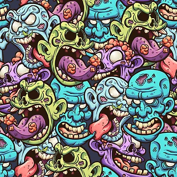 Artwork thumbnail, Zombie Heads Pattern by PatternSquare
