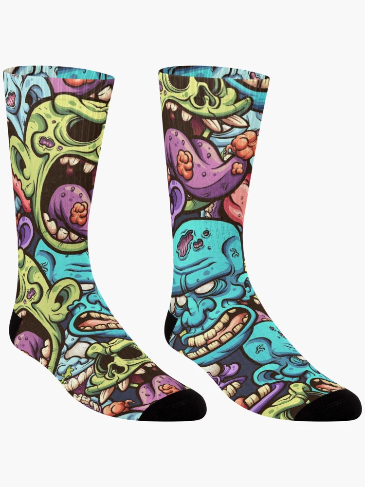 Thumbnail 3 of 5, Socks, Zombie Heads Pattern designed and sold by PatternSquare.