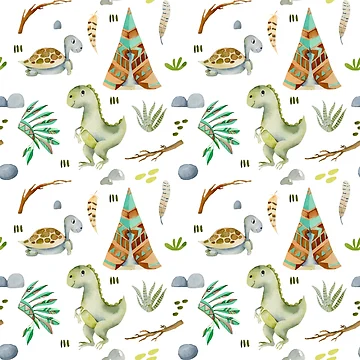 Artwork thumbnail, Dinosaur Boho Pattern by PatternSquare
