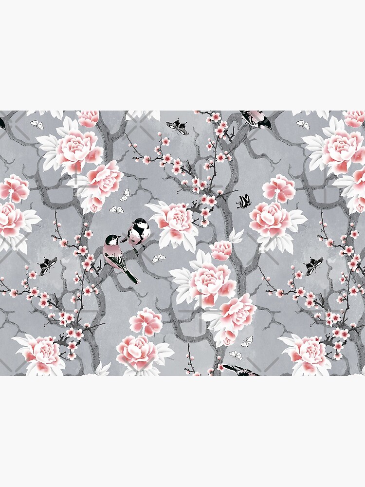 Chinoiserie birds in grey by adenaJ