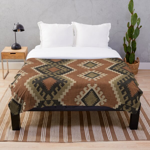 Rustic Oriental Kilim Throw Blanket