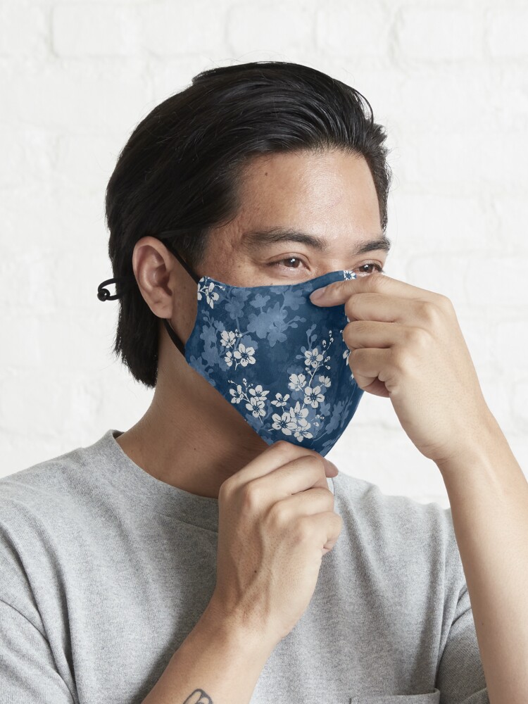 Alternate view of Sakura blossom in deep blue Mask