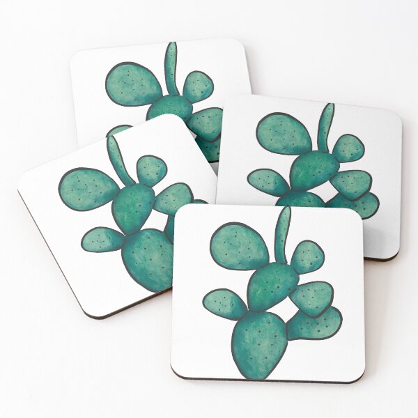 Item preview, Green Blue Watercolour Opuntia Cactus  designed and sold by marta-maria.