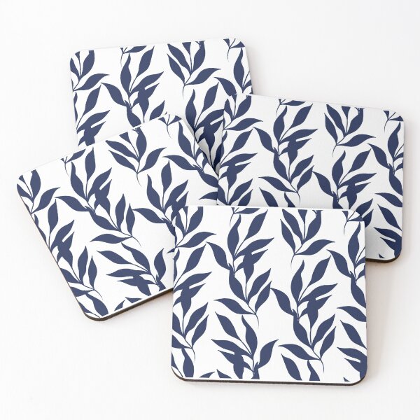 Item preview, Navy Leaves Pattern designed and sold by MA DESIGNS.