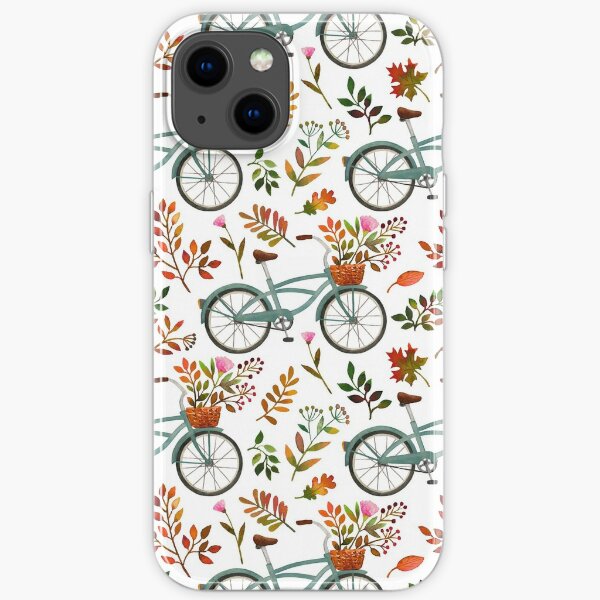 Autumn bike ride on white background iPhone Soft Case