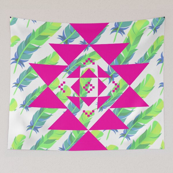 Item preview, American Native Pattern Design Green Pink designed and sold by kyds.