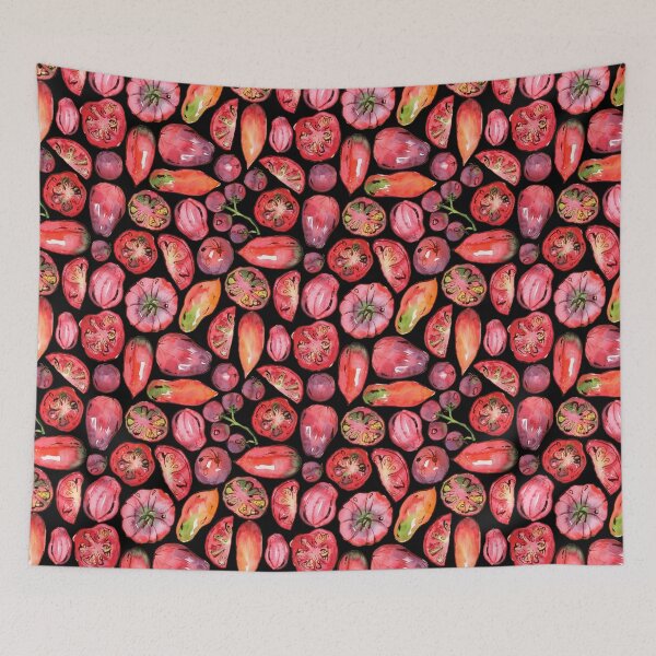 Item preview, Watercolor handdrawn tomatoes pattern designed and sold by AnjeseAnna.