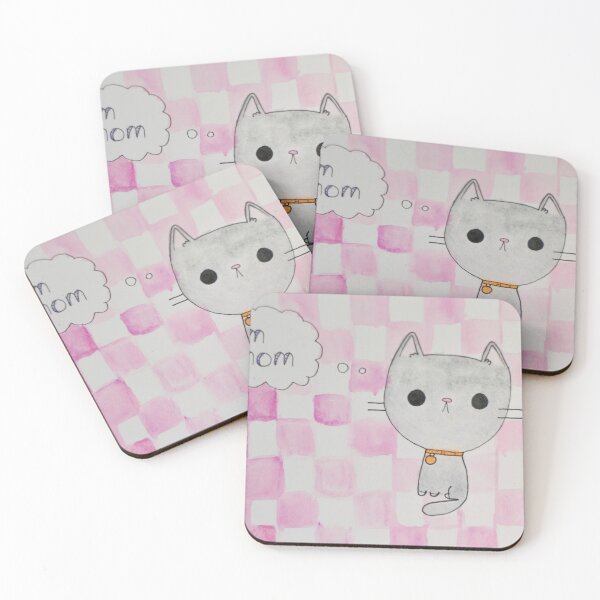 Item preview, watercolour cat cute checkered om-nom designed and sold by LidiasDesigns.