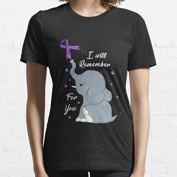 Elephant Purple Ribbon I Will Remember For You Alzheimer's Awareness Essential T-Shirt