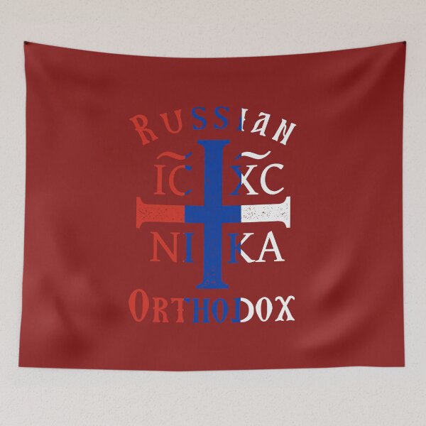 Item preview, Russian Flag Orthodox Christian IC XC NIKA Christogram Cross designed and sold by h44k0n.