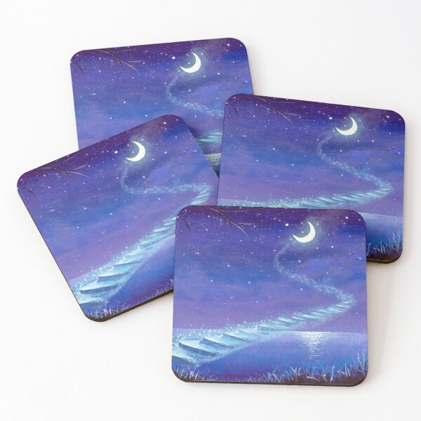 Item preview, Princess girl climbs magic steps to moon in night seascape designed and sold by rybakowvalery.