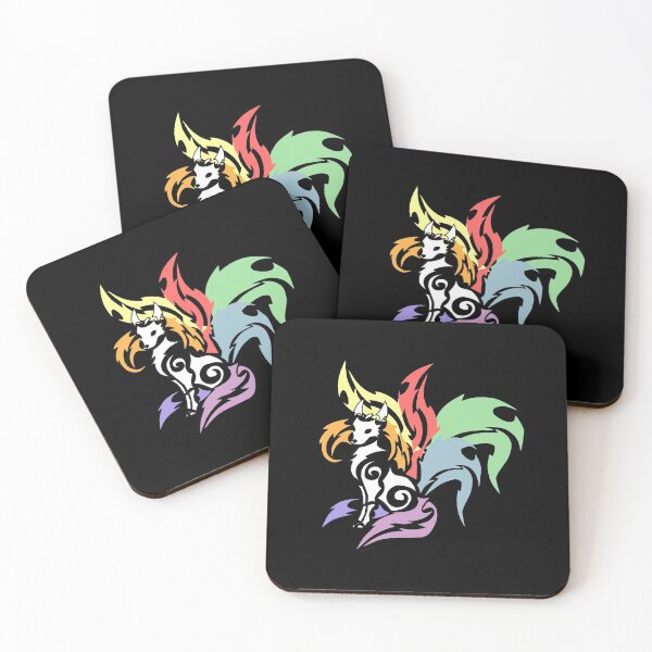 Item preview, Seven Tailed Fox Kitsune Gumiho with rainbow tails designed and sold by NiAArtland.