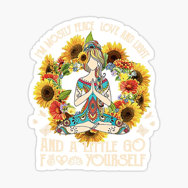 Funny Yoga Tattoo Sticker Vinyl Bumper Sticker Decal Waterproof 5 IM Mostly Peace Love And Light And A Little Go F Yourself
