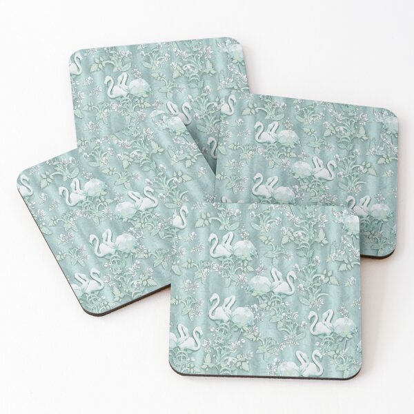 Item preview, Sage green silk drapes & flamingos flowers designed and sold by NadineMay.