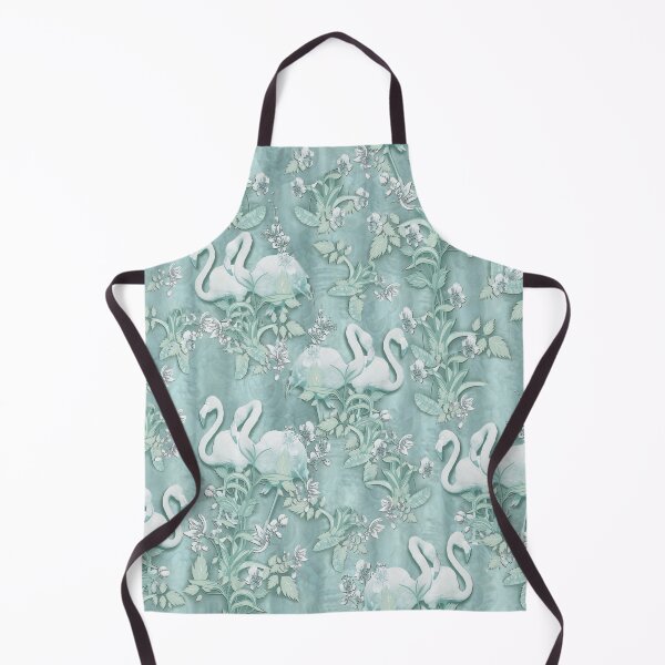 Item preview, Sage green silk drapes & flamingos flowers designed and sold by NadineMay.