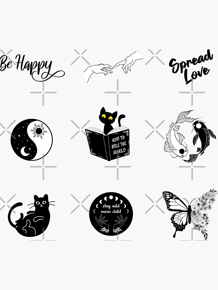 Sticker for Sale mit Schwarz-Weiß-Aufkleber Pack 3 von themadesigns