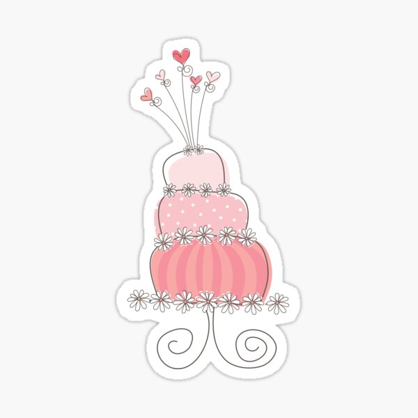 Aperçu de l'œuvre Gâteau de mariage rose doux et fantaisiste © fatfatin créée et vendue par fatfatin.