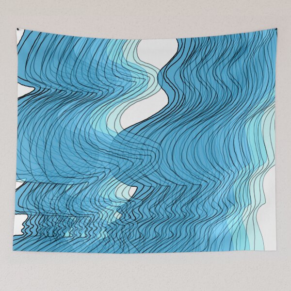 Item preview, Multiplied Parallel Waves Lines in Blue No.: 02 designed and sold by Istvan Ocztos.