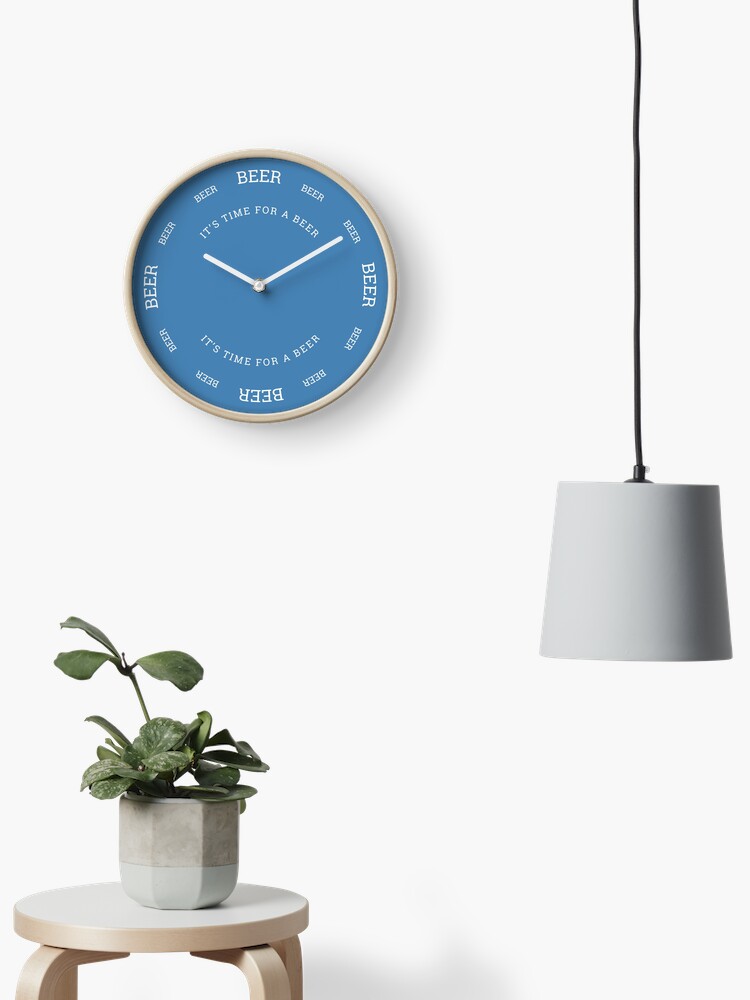 Thumbnail 2 of 4, Clock, It's Time For A Beer Steel Blue designed and sold by QuirkyClock.