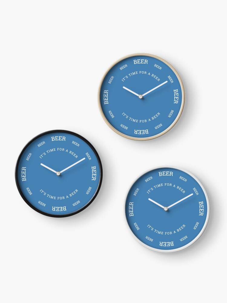 Thumbnail 3 of 4, Clock, It's Time For A Beer Steel Blue designed and sold by QuirkyClock.