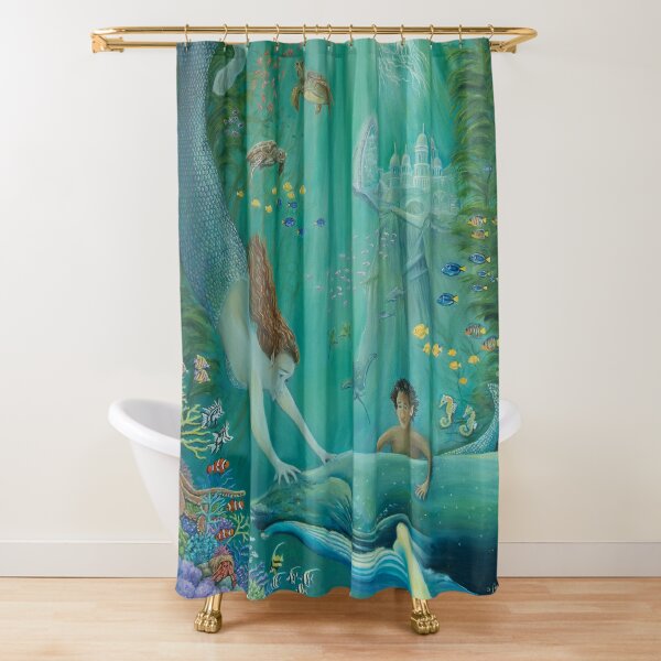 'Beyond The Reef To Atlantis' by Sonia Finch Shower Curtain