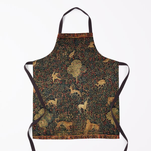 Item preview, UNICORN AND MEDIEVAL BESTIARY Millefleurs Red Green Floral Tapestry ,Forest Animals, designed and sold by BulganLumini.