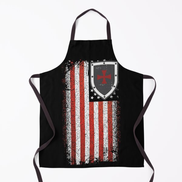 Templar Knight Emblem American Flag Shield Crusades Apron