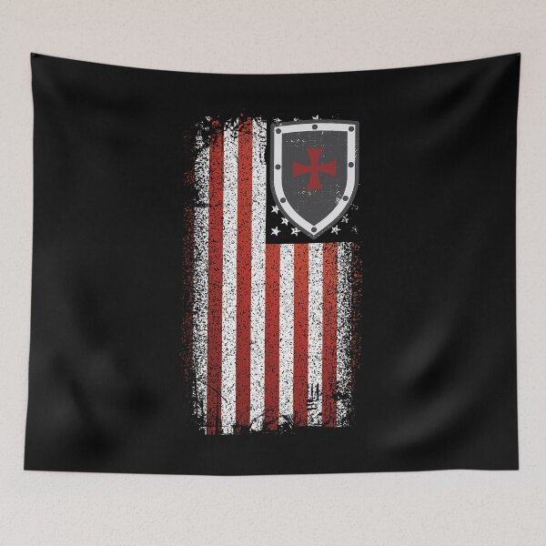 Item preview, Templar Knight Emblem American Flag Shield Crusades designed and sold by h44k0n.