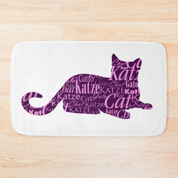 Item preview, Cats silhouette pink purple with lettering cat in different languages designed and sold by Toffy2222.