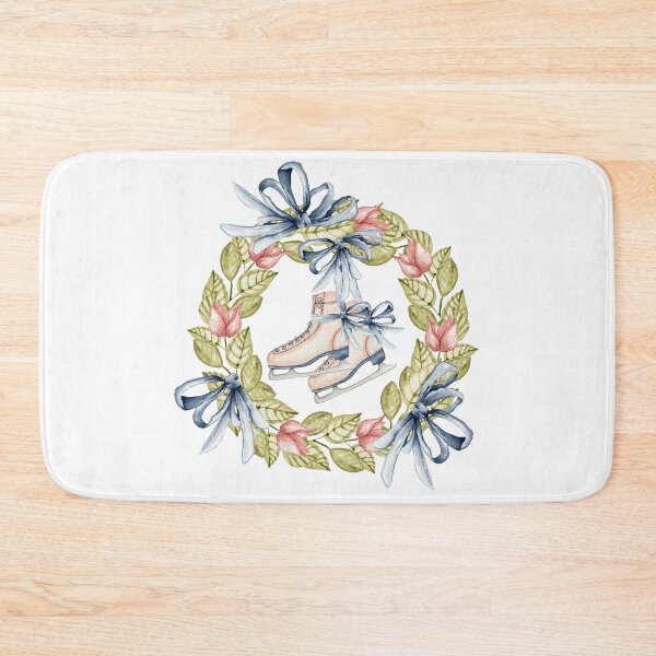 Item preview, Christmas wreath with Ice skaters and pink lilies watercolor designed and sold by InaDim.