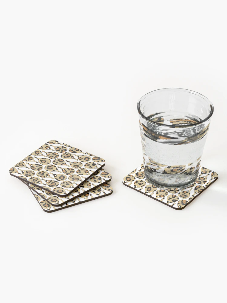Thumbnail 2 of 5, Coasters (Set of 4), Leopard Racket Pattern designed and sold by GVibezPadel.