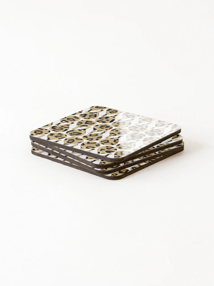 Thumbnail 4 of 5, Coasters (Set of 4), Leopard Racket Pattern designed and sold by GVibezPadel.