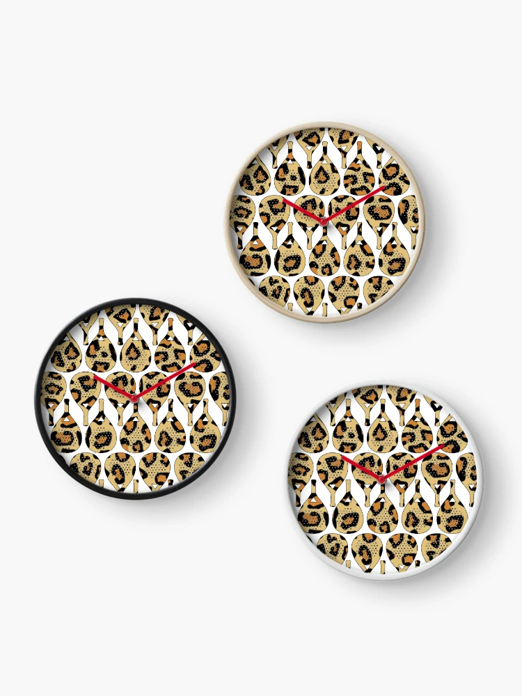 Thumbnail 3 of 4, Clock, Leopard Racket Pattern designed and sold by GVibezPadel.
