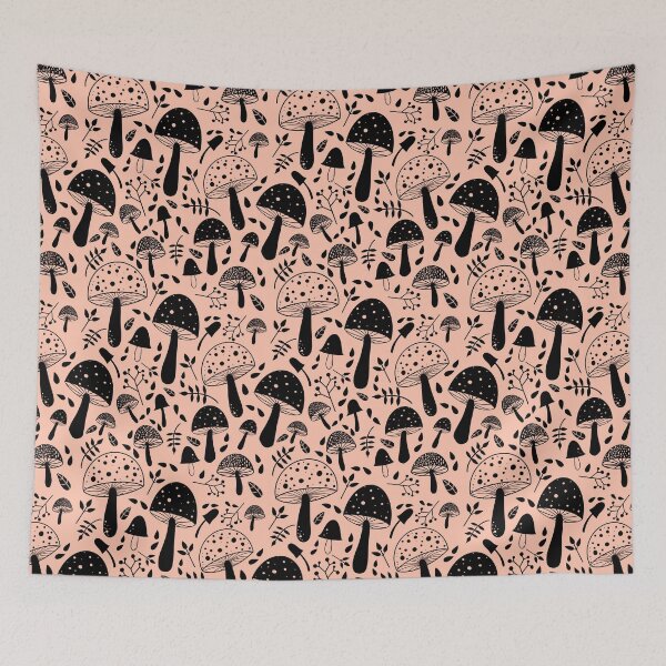 Item preview, Shrooms! Mushroom pattern | Black and Pink designed and sold by Beccy Jackson.