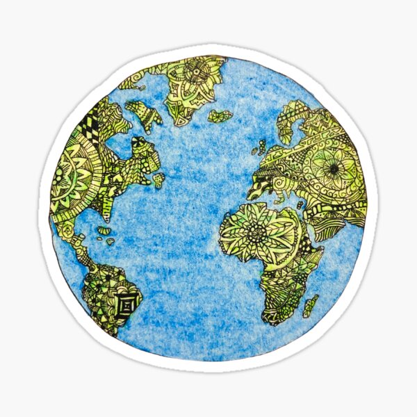 Zentangle Earth Sticker