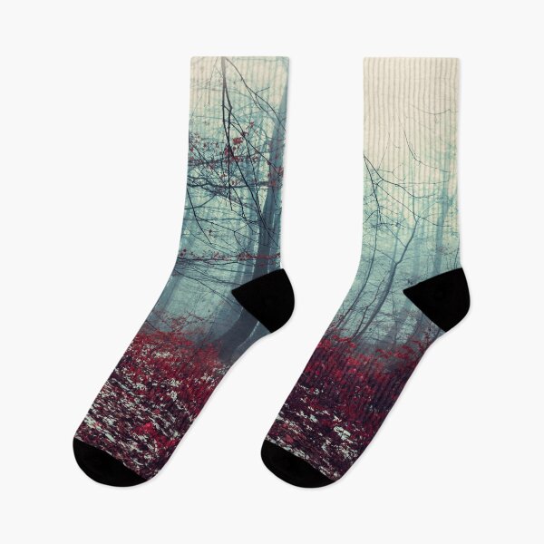 Item preview, crimson floor - snow on wet fall foliage designed and sold by Dyrk Wyst Redbubble Shop.