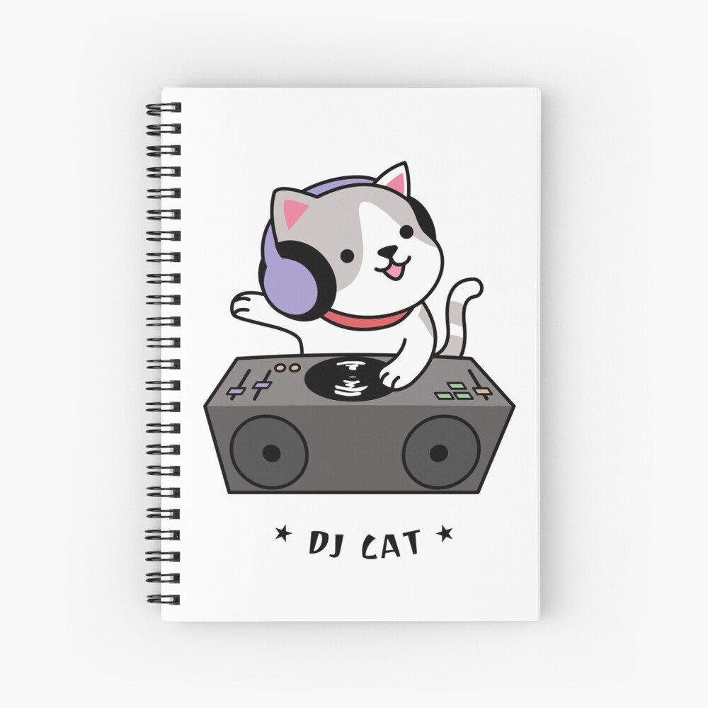 Dj Cat Spiral Notebook by Jayden Bromham - Pixels