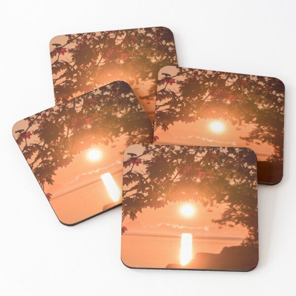 Item preview, Dreamy Autumn - Lakeside Sunset in Bold Tangerine Cinnamon and Mahogany designed and sold by Georgia Mizuleva.