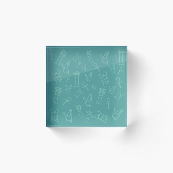 Decoration with Egyptian pattern | Ankh & Djed & Corona & Scarab Acrylic Block