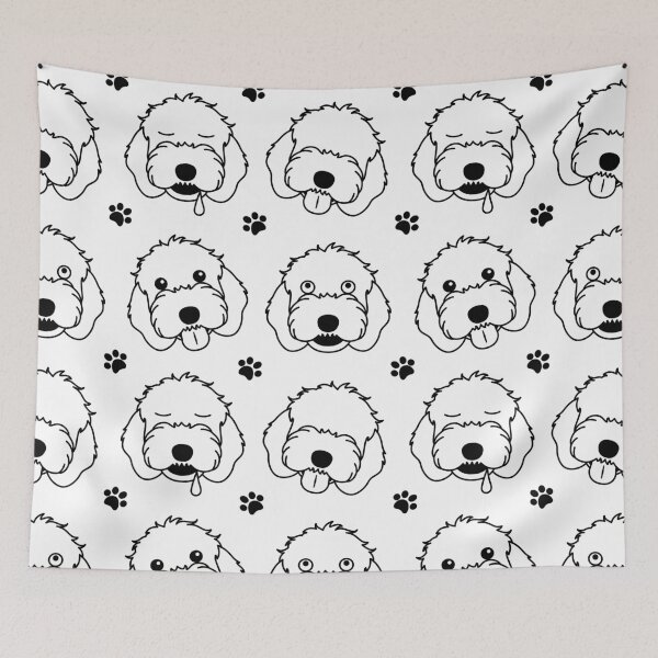 Item preview, Black and White Cockapoo Cavapoo Cavoodle Dog Emoji designed and sold by Lulupainting.