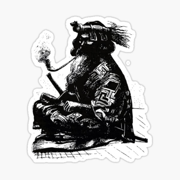Smoking Samurai with Katana Sticker