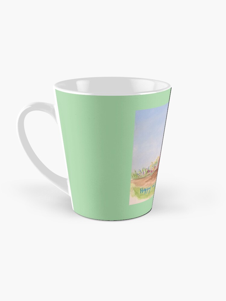 Thumbnail 3 of 4, Coffee Mug, Poppit was happy with landscape dreams (illustrated by Des Mitchell) designed and sold by denniepasion1.